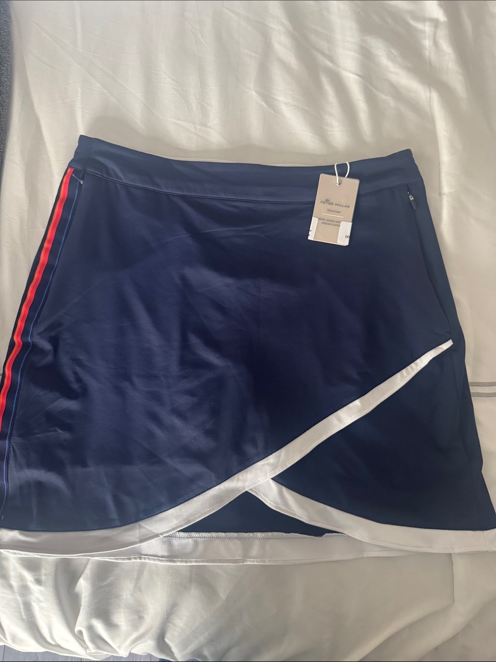 Peter Millar Navy Skort with White Trim and Red Side Stripe Size M